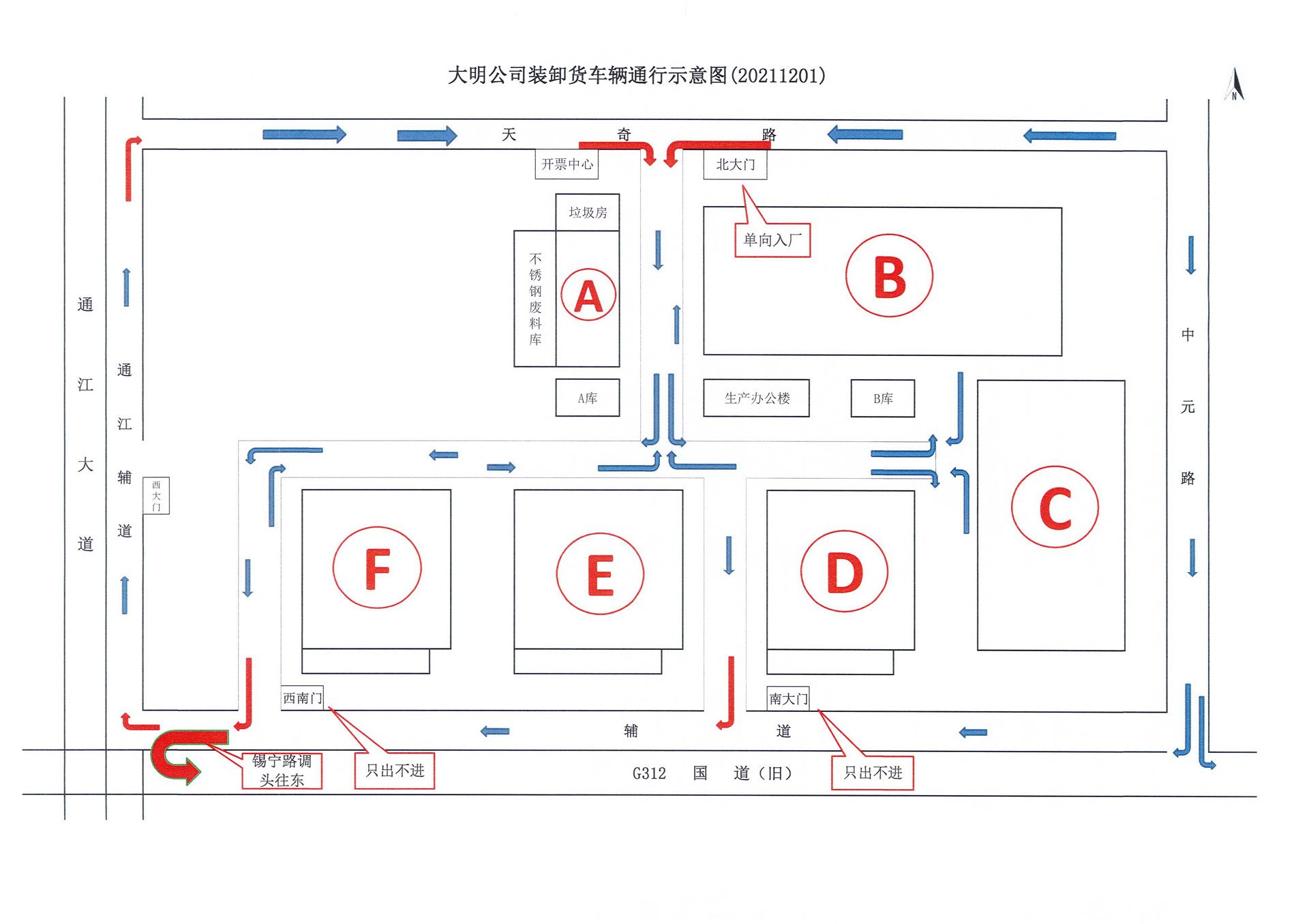【沉要通知】关于来江苏yl23455永利集团装卸货车辆进出厂线路调整的通知